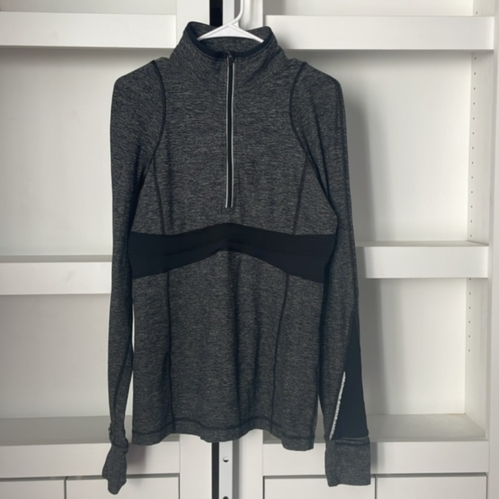 Lululemon Full Tilt Half Zip Pullover Half Zip Sz 8 Heathered Grey Black Silver